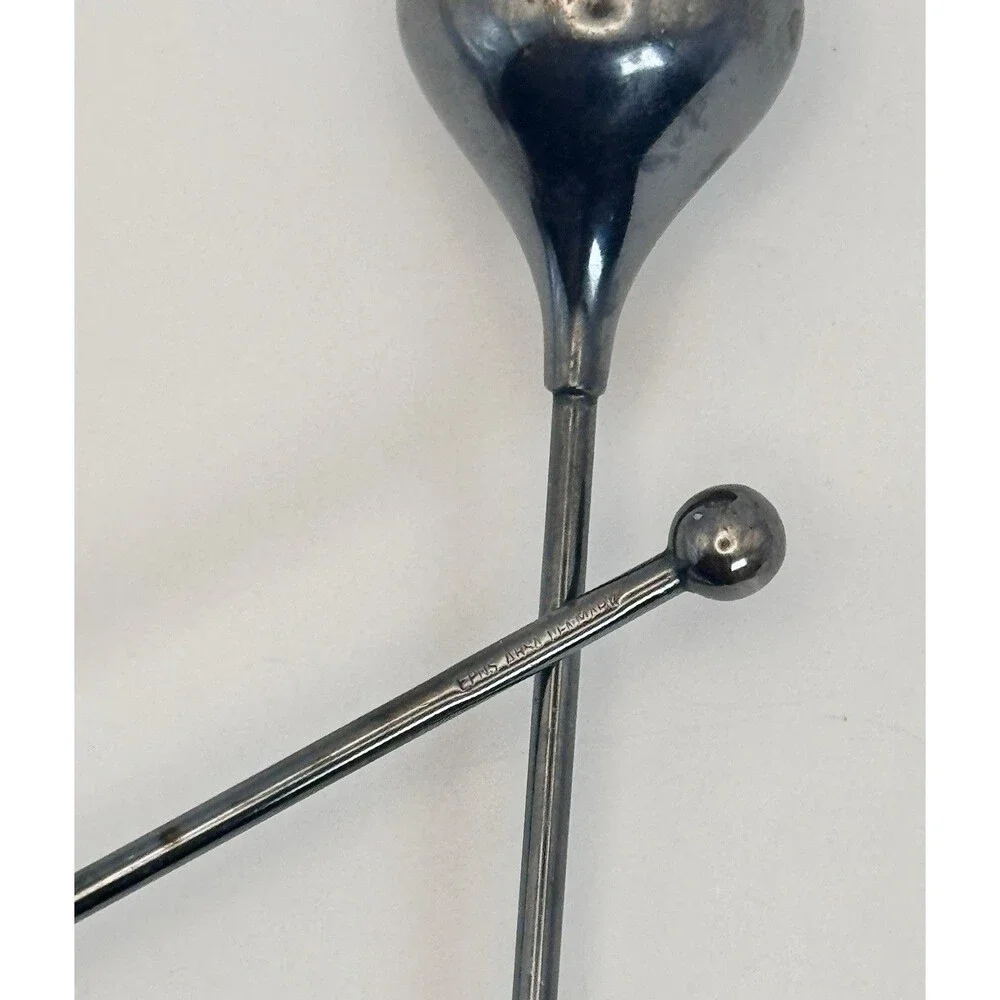 Vintage MCM Danish Drink Cooler Stirrers Set of 2 Cocktail Silver Plated Barware